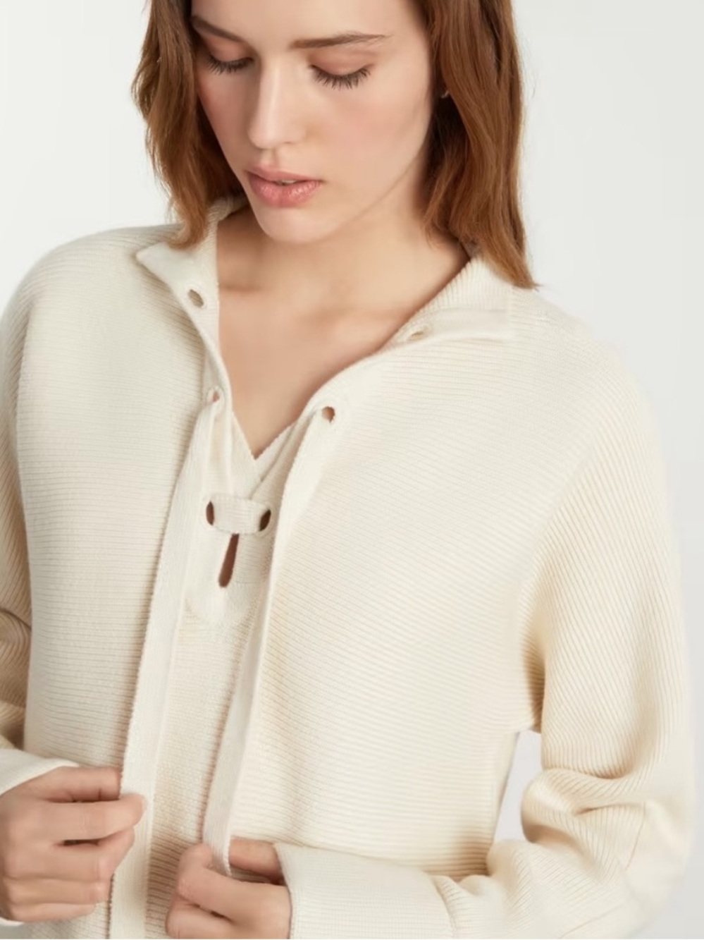 Everlane Lace Up Cotton Wool Smock Sweater Size Small